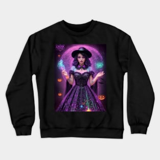 Halloween Spooky Neon Black Magic Witch Crewneck Sweatshirt